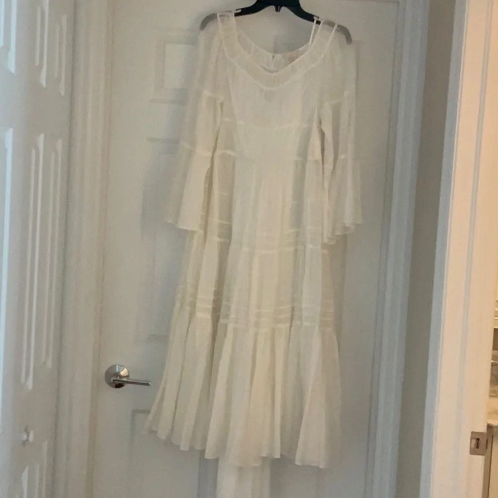 Rebecca Taylor White Ruched Tiered Maxi Dress - Picture 1 of 7